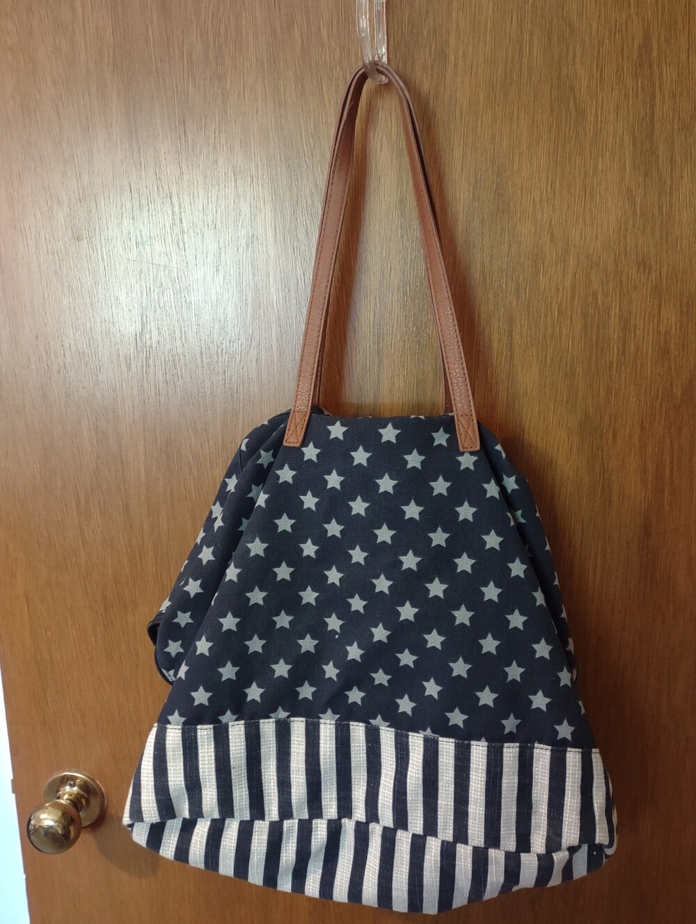 Canvas Bag From Mossimo-Stars And Stripes Faux Leather Handles Zipper Closure